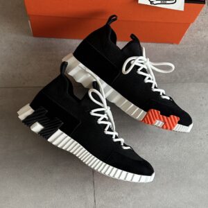 Hermès Lift slip-on Sneakers Black White Orange