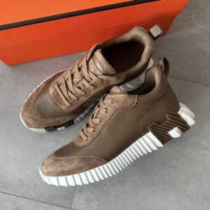 Hermès Bouncing Sneakers Brown White Leather