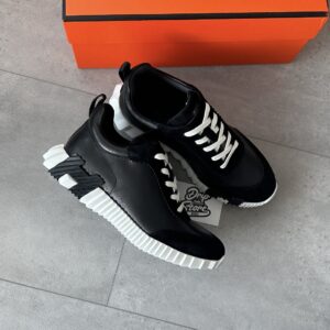 Hermès Bouncing Sneakers Black White Leather