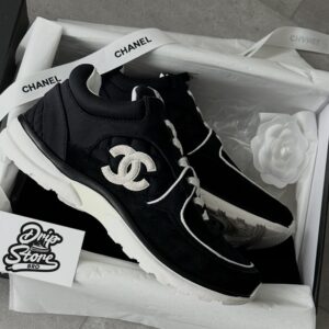 Chanel Trainers Black White Suede