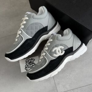 Chanel Trainers Grey White Suede