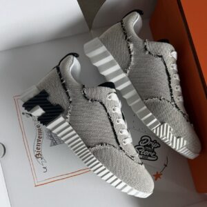 Hermès Bouncing Sneakers Grayish White Fabric
