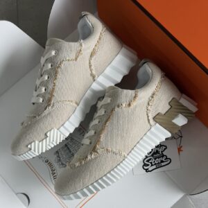Hermès Bouncing Sneakers Beige White Fabric