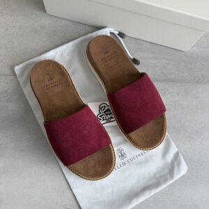 Brunello Cucinelli Sandal Burgundy Suede