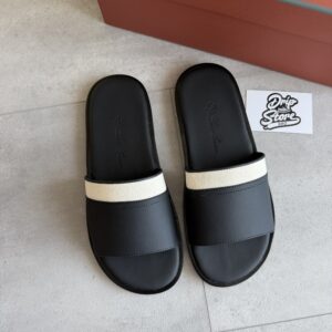 Loro Piana Slipper Black Beige Leather