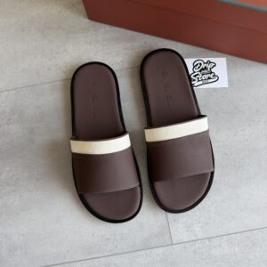 Loro Piana Slipper Brown Beige Leather