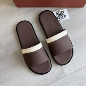 Loro Piana Slipper Brown Beige Leather