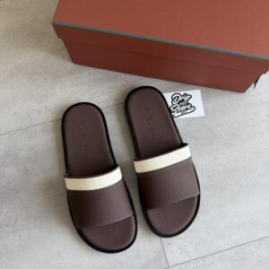 Loro Piana Slipper Brown Beige Leather