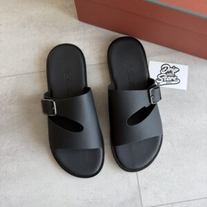 Loro Piana Slipper Black Leather