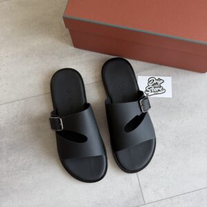 Loro Piana Slipper Black Leather