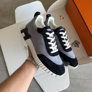 Hermès Bouncing Sneakers Blue Greyish Suede