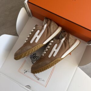 Hermès Jet Sneakers Brown White