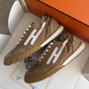 Hermès Jet Sneakers Brown White