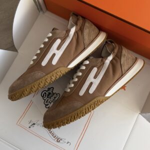 Hermès Jet Sneakers Brown White