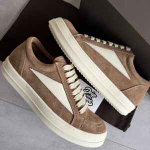 Rick Owens Vintage Suede Sneakers Light Brown White