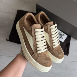 Rick Owens Vintage Suede Sneakers Light Brown White
